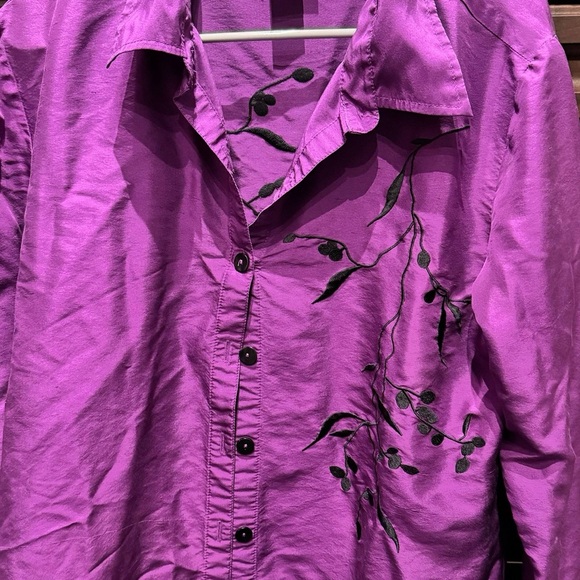 Cold water creek Purple Button-Up Shirt LARGE - Picture 3 of 5